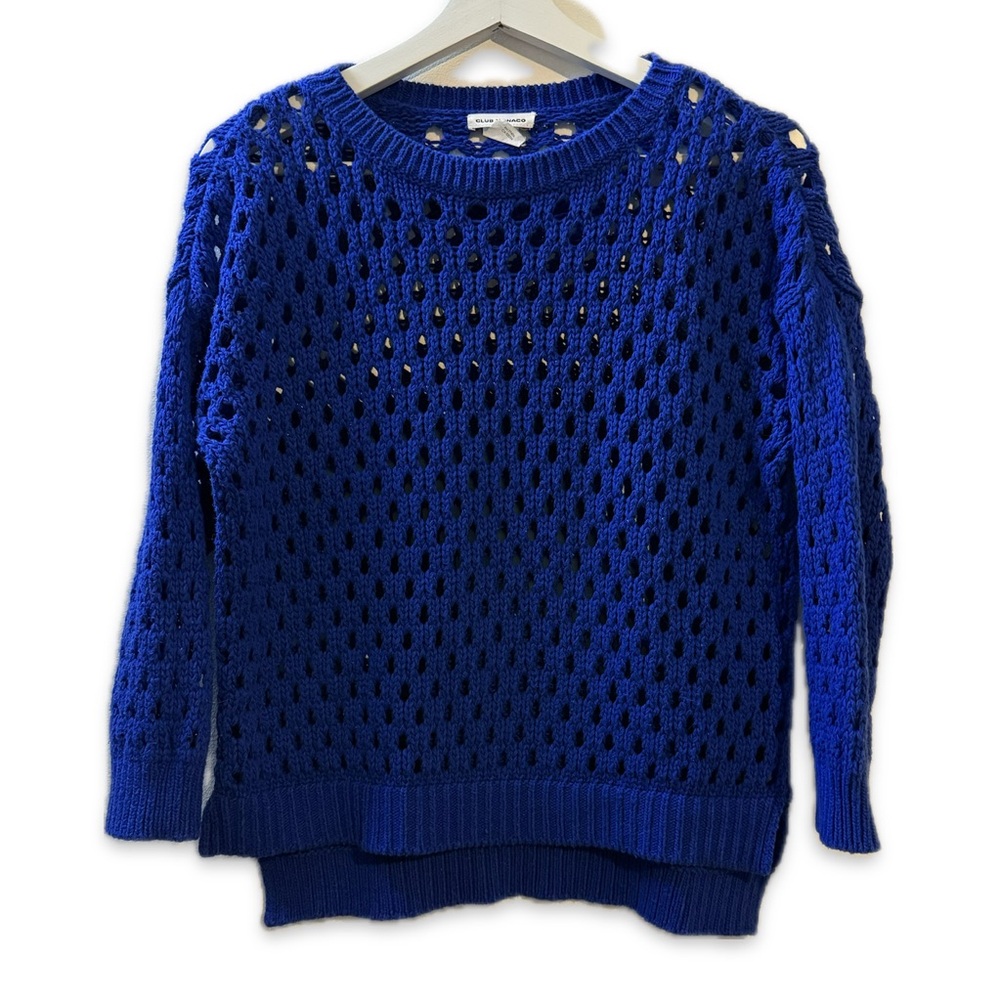 Club Monaco Blue Open-Knit Women's Sweater Size XS